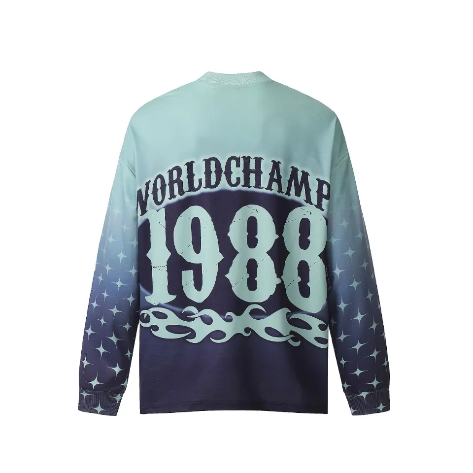 Saint michael tears all-over printed long-sleeved vintage autumn and winter T-shirt Style number: 104 Size: M L XL Wholesale price: 136 Color: green blue